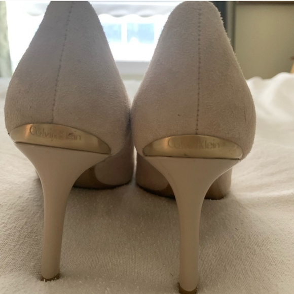 Calvin Klein Taupe Suede Heels - Picture 3 of 5